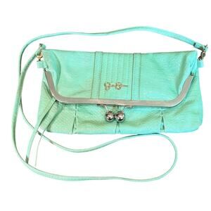 Jessica Simpson Cross Body Clutch Purse Mint green Teal/Blue Removable Strap
